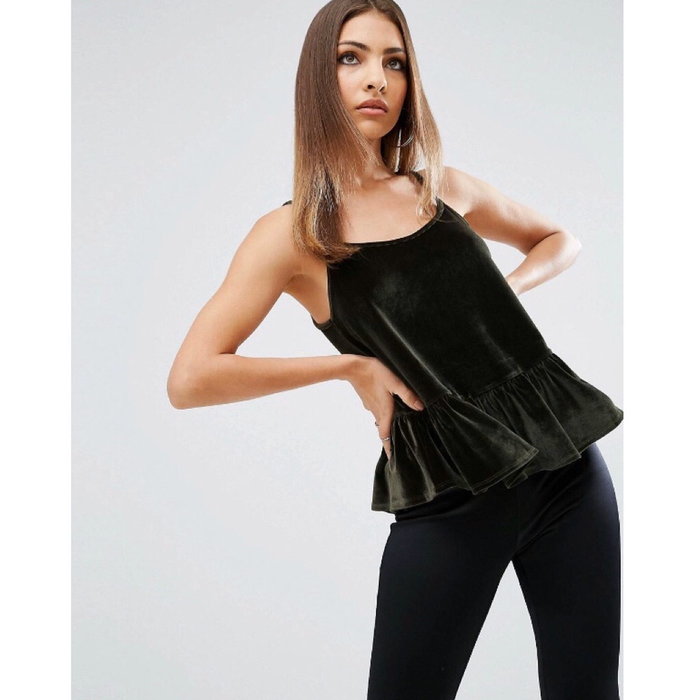 ASOS velvet cami with flounce hem